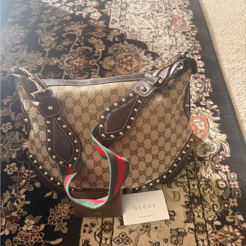 Gucci Brown and Tan Shoulder Bag with Signature Design